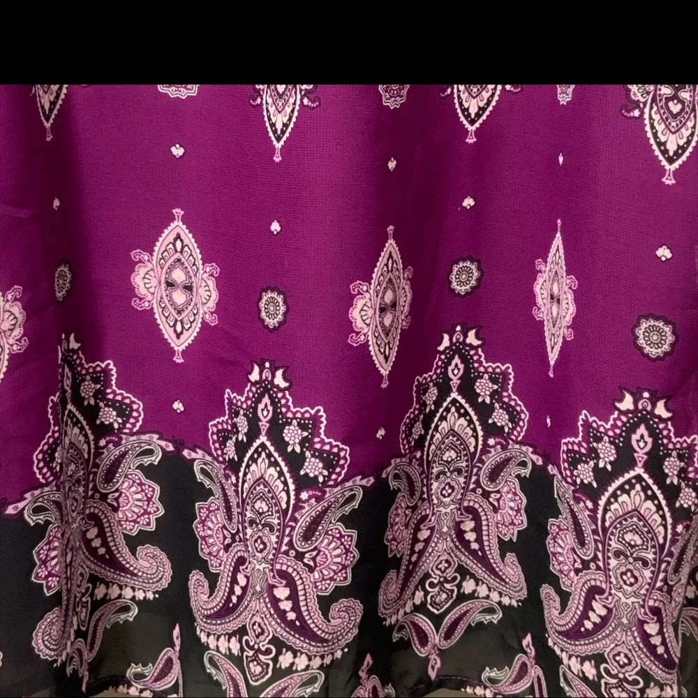 Apt. 9 Petite XL Purple Fuchsia Layered Short Sleeve Blouse - Picture 2 of 3